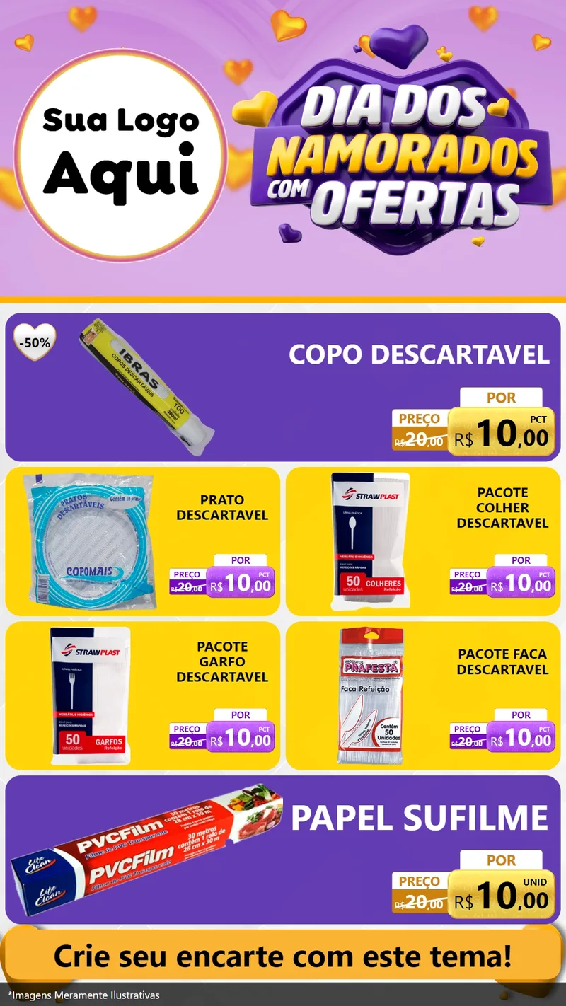 Modelo de TV para TV Vertical com o tema Dia Dos Namorados Com Ofertas para Embalagens