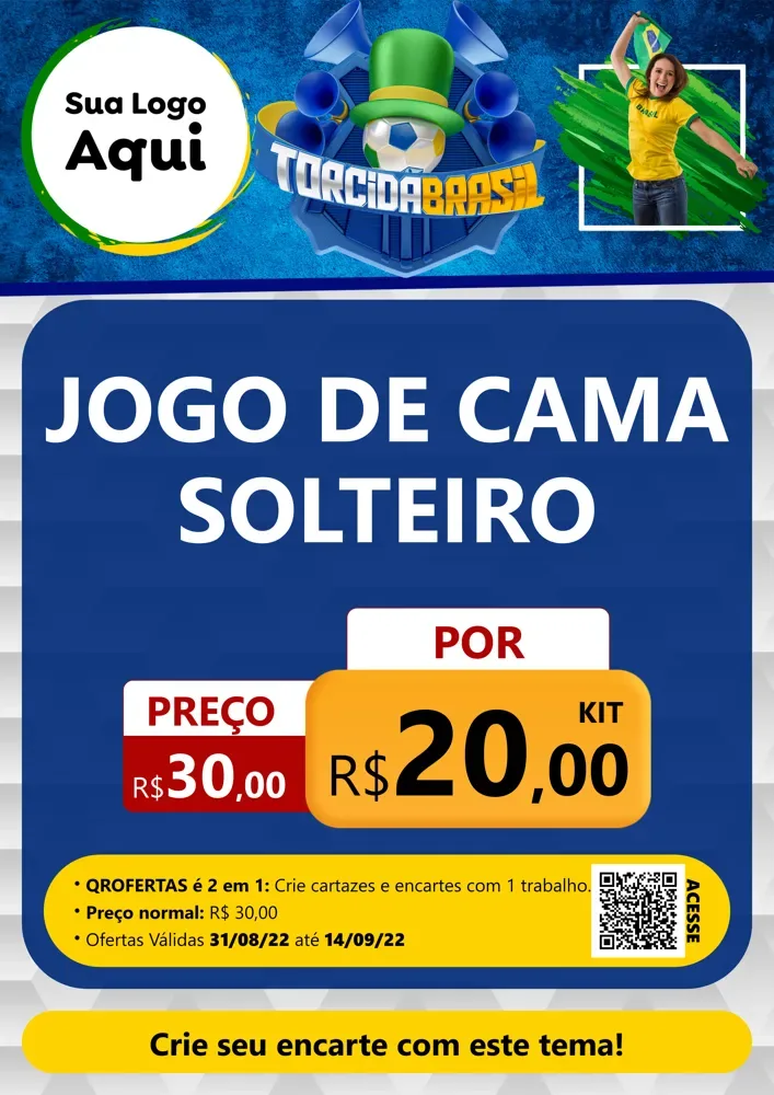Modelo de Cartaz para Cartaz A4 Vertical com o tema Torcida Brasil - Copa para Cama, Mesa e Banho