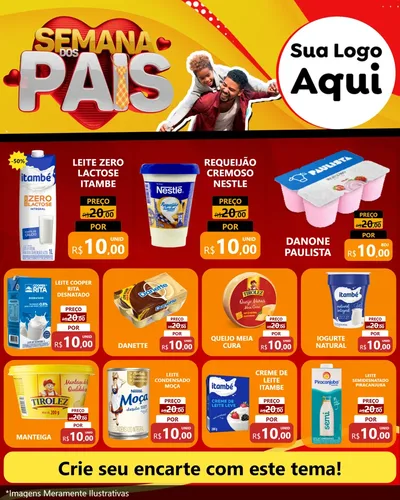 Modelo de Rede Social para Feed Instagram com o tema Semana Dos Pais para Frios e Laticínios