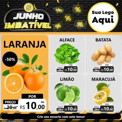 Modelo de Rede Social para Feed Facebook com o tema Junho Imbatível para Hortifrúti
