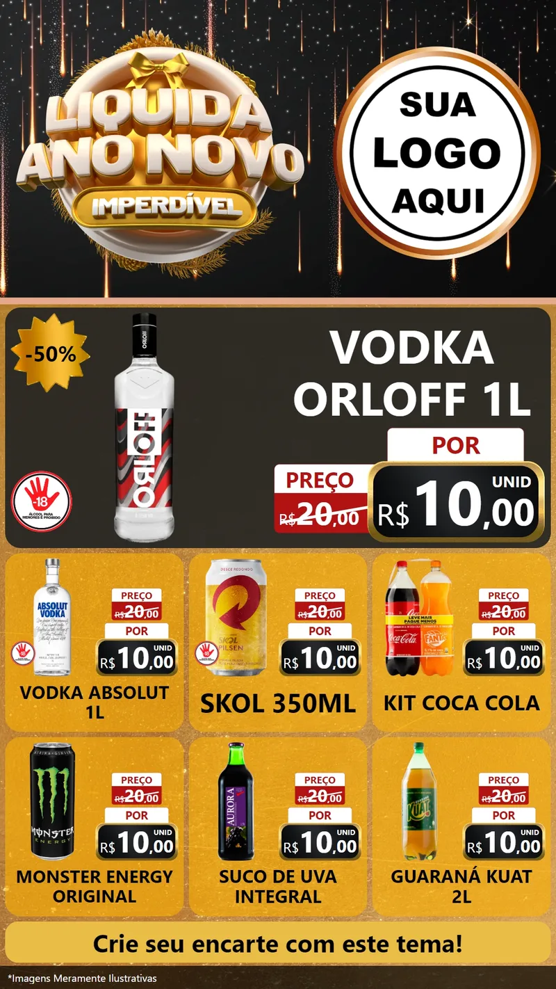 Modelo de Rede Social para Stories com o tema Liquida Ano Novo Imperdível para Distribuidora de bebidas