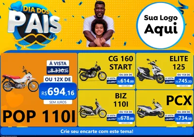 Modelo de Encarte para Encarte A4 Horizontal com o tema Dia dos Pais para Concessionaria de Motos