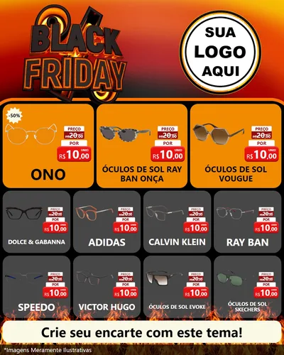 Modelo de Rede Social para Feed Instagram com o tema Black Friday para Óticas