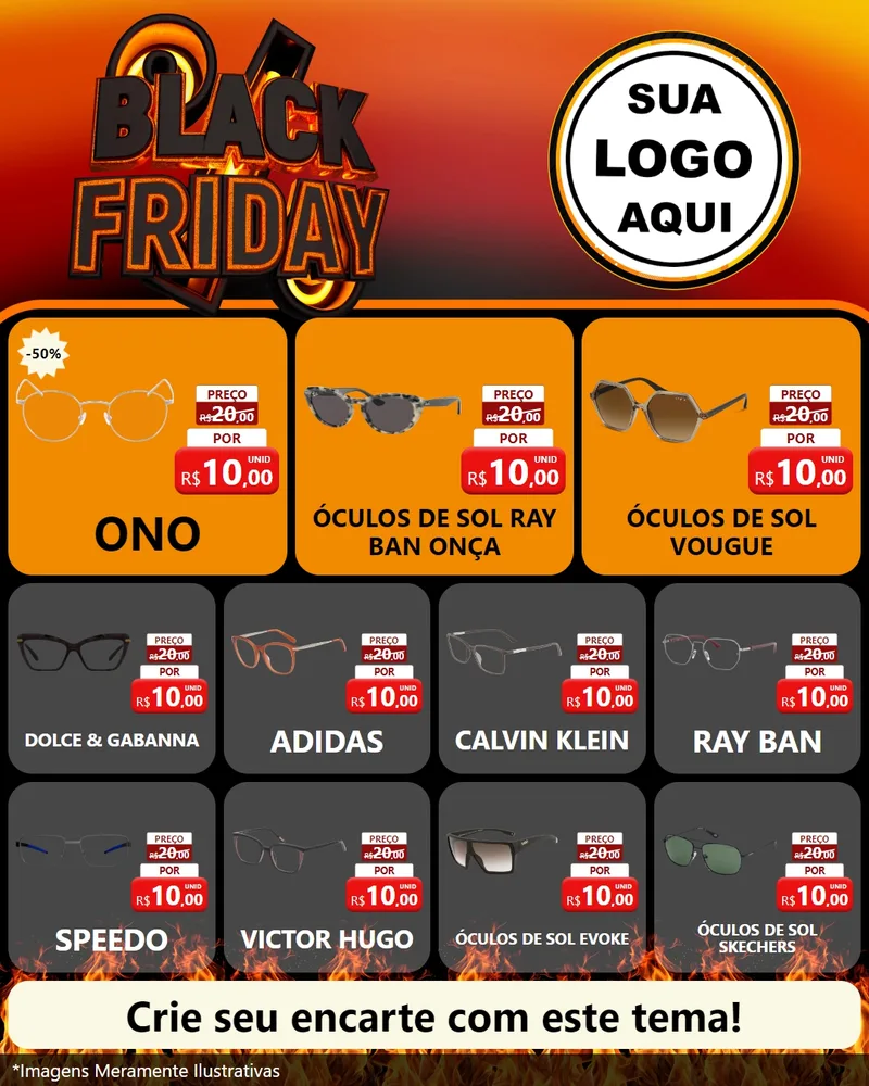 Modelo de Rede Social para Feed Instagram com o tema Black Friday para Óticas