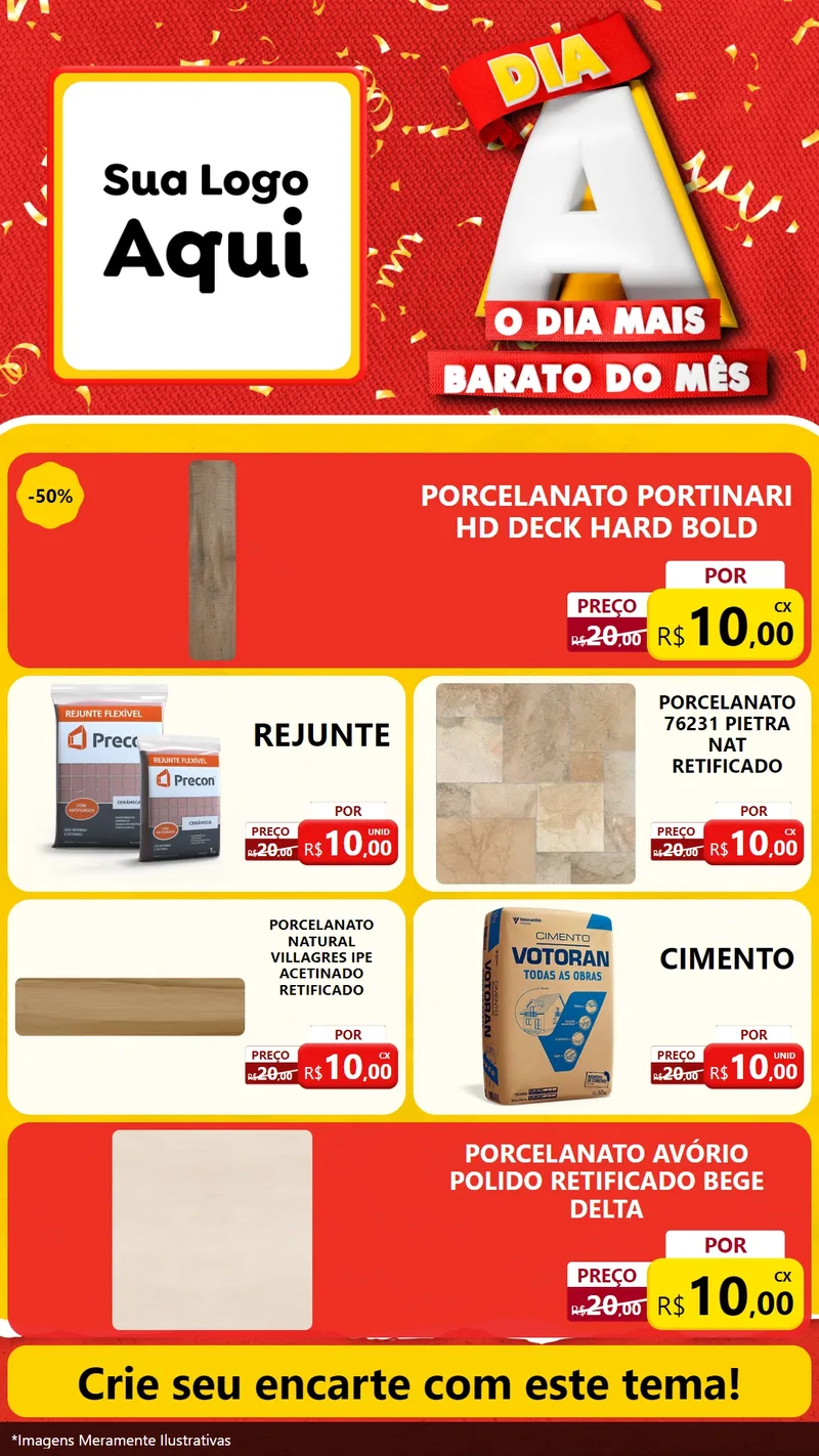 Modelo de TV para TV Vertical com o tema Dia A o Dia Mais Barato do Mês para Pisos e revestimentos