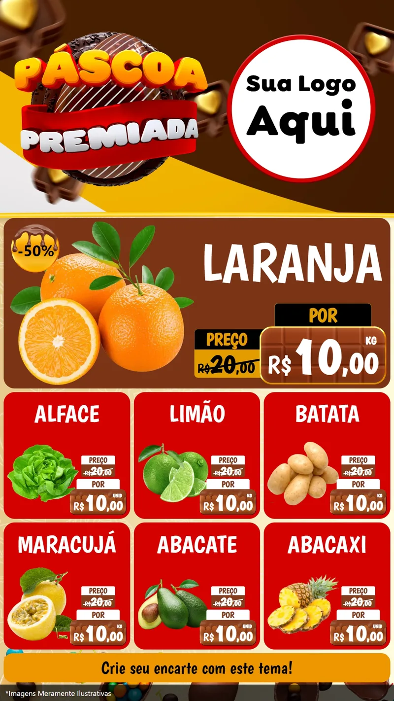 Modelo de Rede Social para Stories com o tema Páscoa Premiada para Hortifrúti