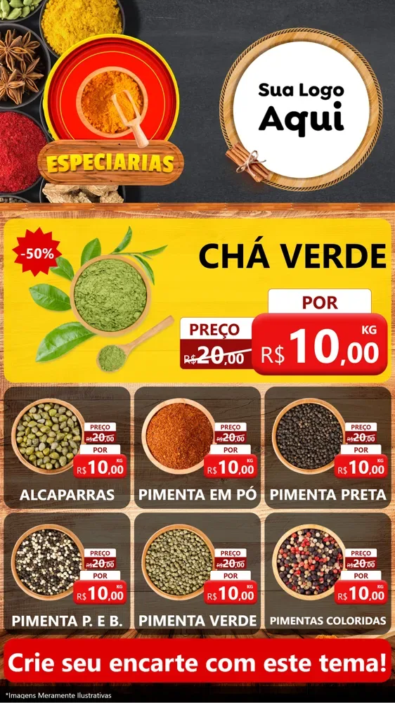 Modelo de Rede Social para Stories com o tema Especiarias para Produtos Naturais