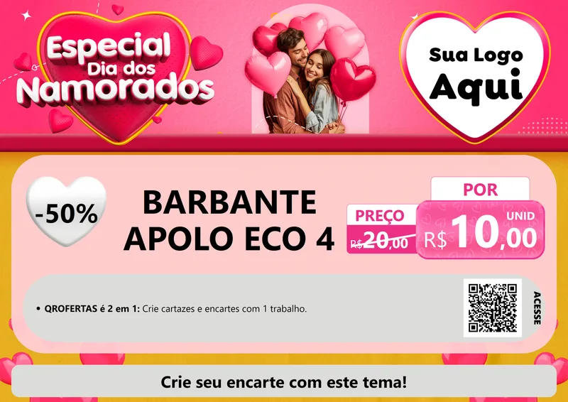 Modelo de Cartaz para Cartaz A4 Horizontal com o tema Especial Dia dos Namorados para Armarinho e Aviamentos