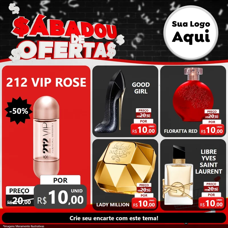 Modelo de Rede Social para Feed Facebook com o tema Sabadou de Ofertas para Perfumes