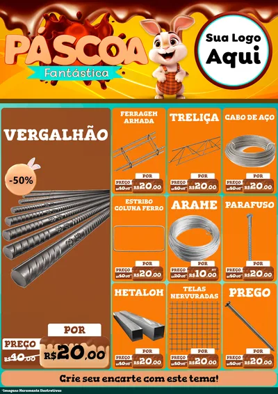 Modelo de Encarte para Encarte A4 Vertical com o tema Páscoa Fantástica para Ferragens