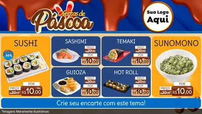 Modelo de TV para TV Horizontal com o tema Ofertas de Páscoa para Comida japonesa