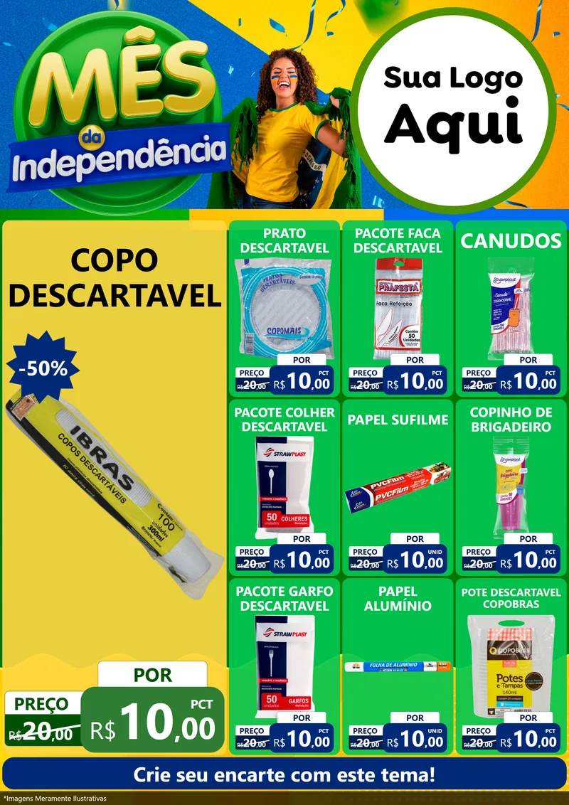 Modelo de Encarte para Encarte A4 Vertical com o tema Mês da Independência para Embalagens