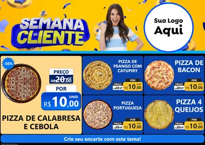 Modelo de Encarte para Encarte A4 Horizontal com o tema Semana do Cliente para Pizzaria