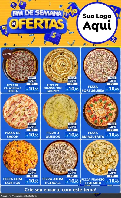 Modelo de Encarte para Encarte Grande com o tema Fim de Semana de Ofertas para Pizzaria