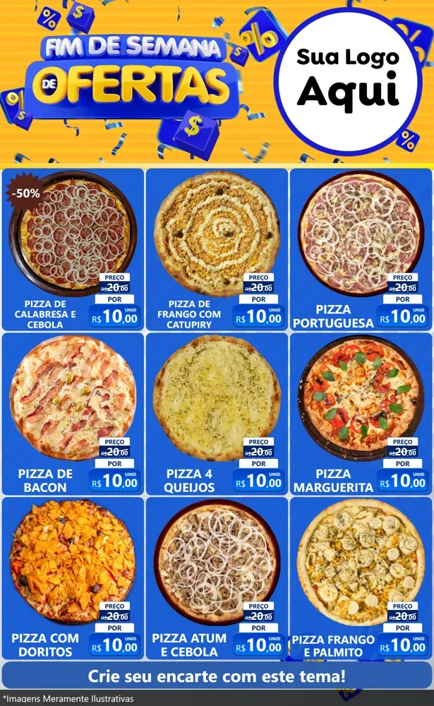 Modelo de Encarte para Encarte Grande com o tema Fim de Semana de Ofertas para Pizzaria