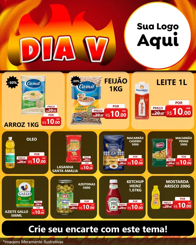 Modelo de Rede Social para Feed Instagram com o tema Dia V para Supermercado