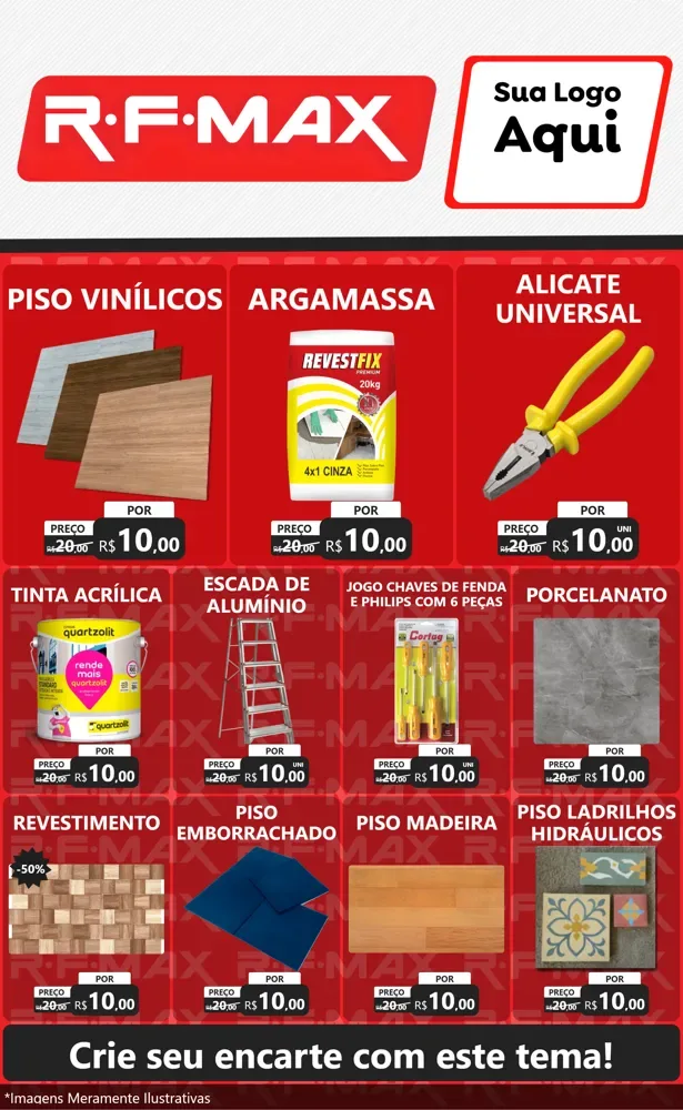 Modelo de Encarte para Encarte Grande com o tema R.F. Max para Material para Construção