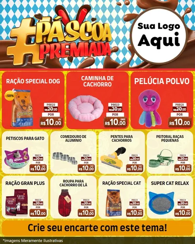 Modelo de Rede Social para Feed Instagram com o tema Páscoa Premiada para Pet Shop