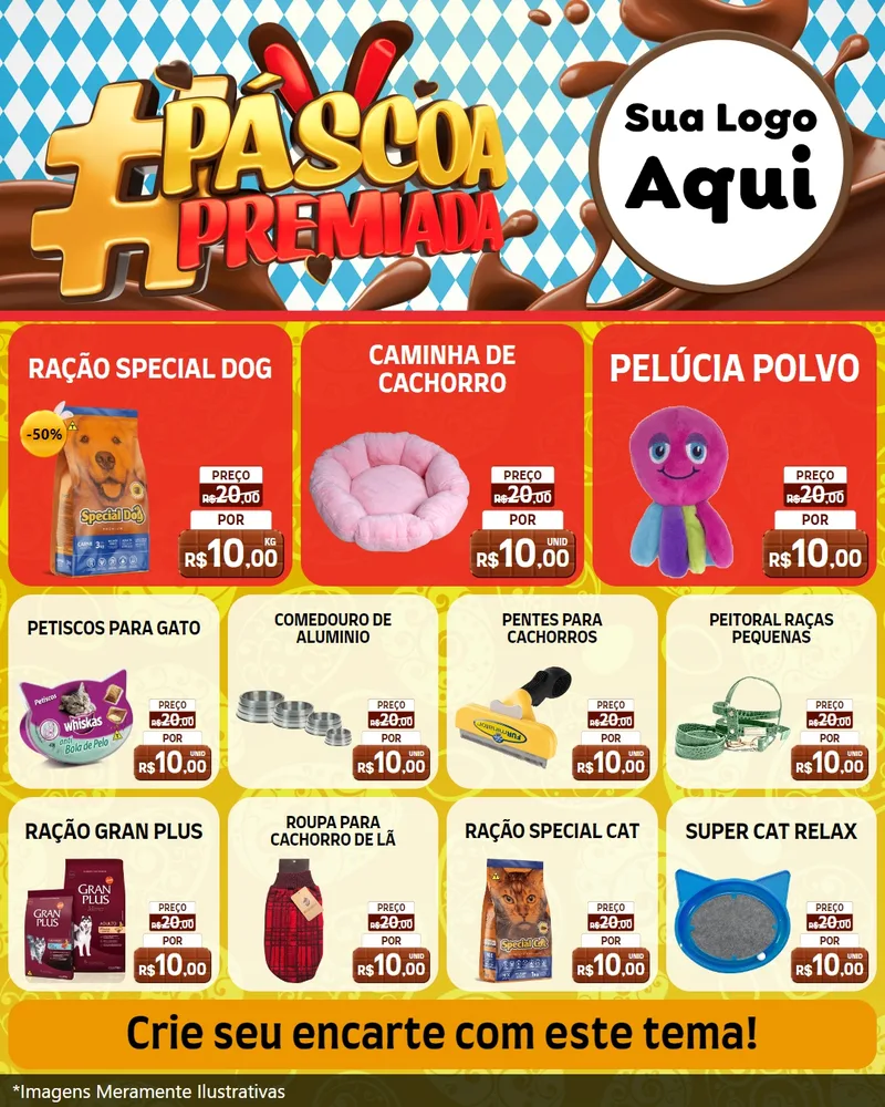Modelo de Rede Social para Feed Instagram com o tema Páscoa Premiada para Pet Shop