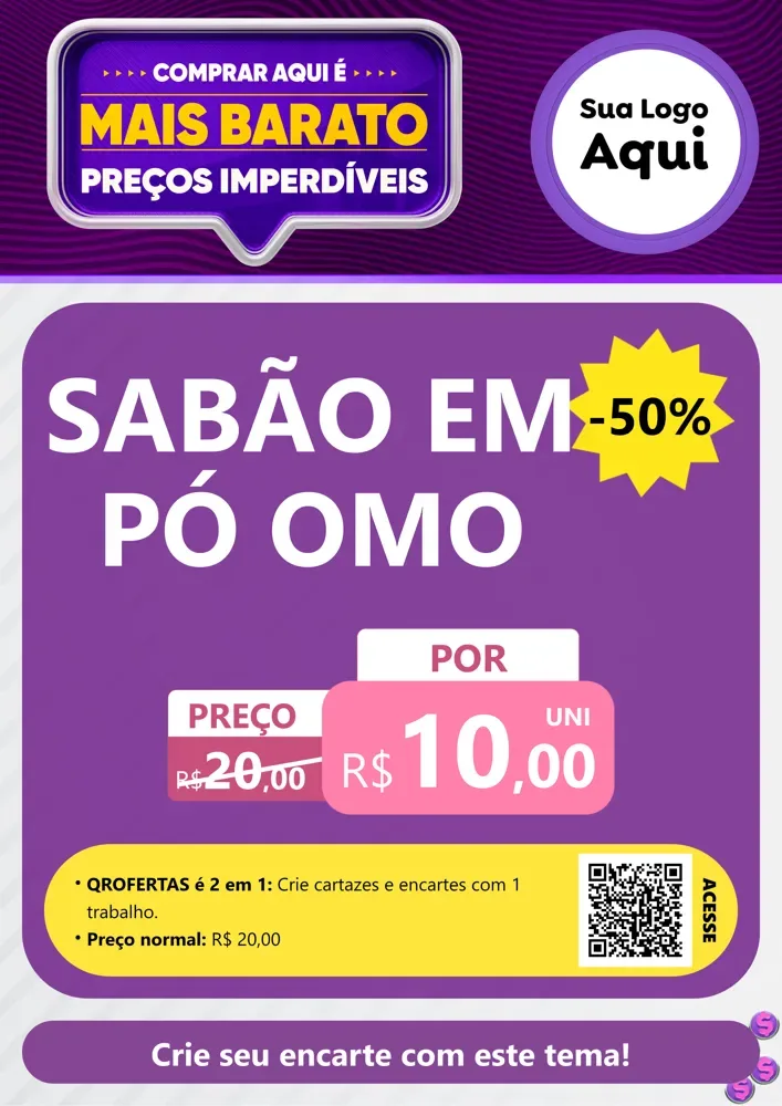 Modelo de Cartaz para Cartaz A4 Vertical com o tema Mais Barato para Produtos de Limpeza