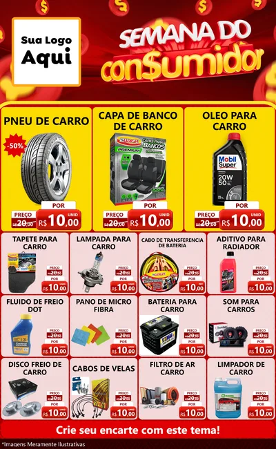 Modelo de Encarte para Encarte Grande com o tema Semana do Consumidor para Auto peças
