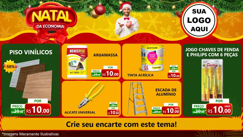 Modelo de TV para TV Horizontal com o tema Natal da Economia para Material para Construção