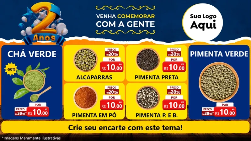 Modelo de TV para TV Horizontal com o tema Aniversário de 2 anos para Produtos Naturais