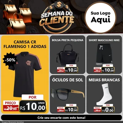 Modelo de Rede Social para Feed Facebook com o tema Semana do Cliente para Roupas e acessórios