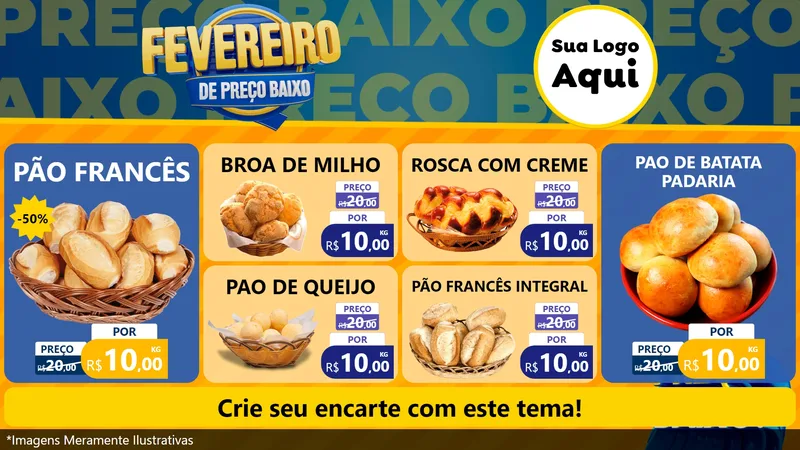 Modelo de TV para TV Horizontal com o tema Fevereiro de Preço Baixo para Padaria