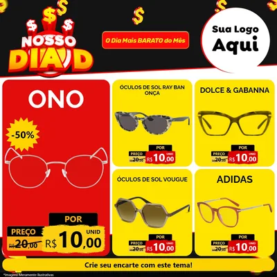 Modelo de Rede Social para Feed Facebook com o tema Nosso Dia D para Óticas