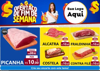 Modelo de Encarte para Encarte A4 Horizontal com o tema Ofertaço de Fim de Semana para Açougue