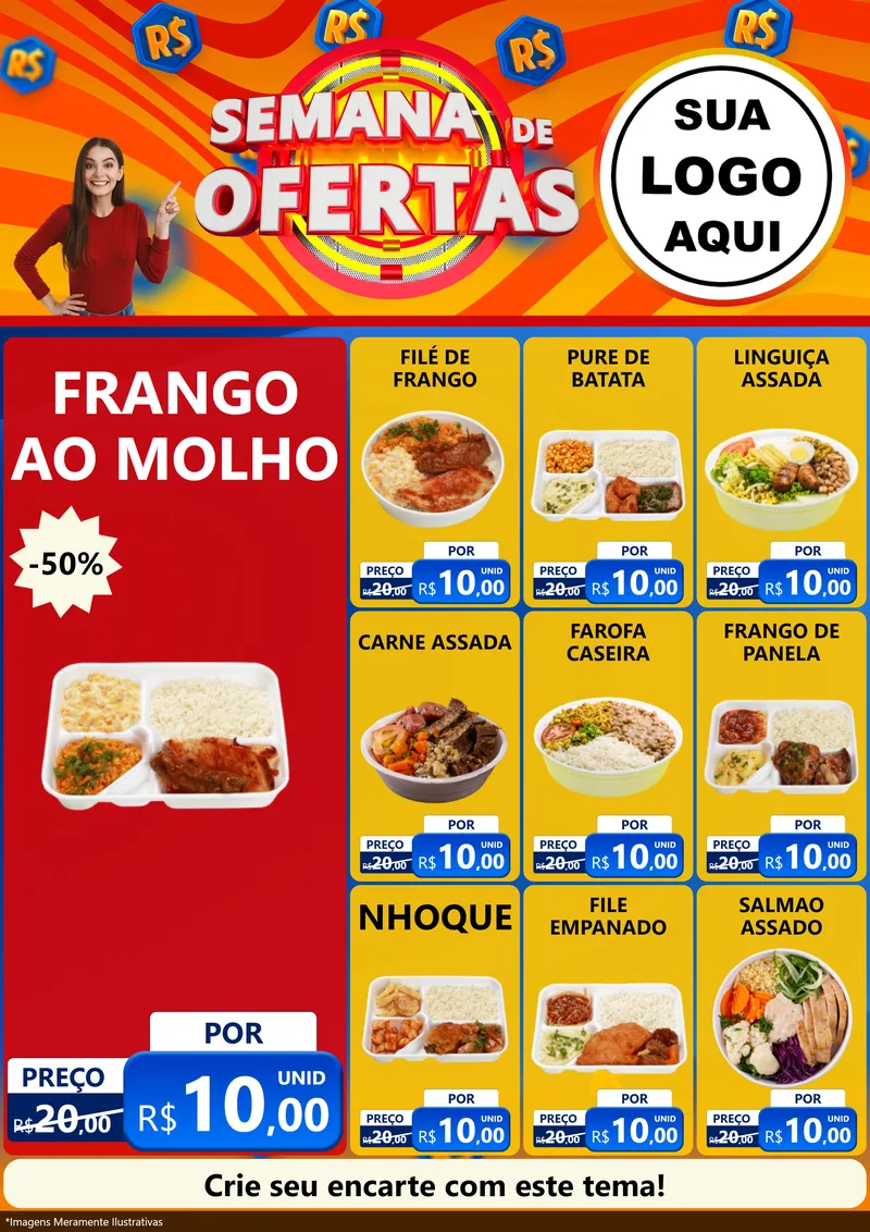 Modelo de Encarte para Encarte A4 Vertical com o tema Semana de Ofertas para Restaurante