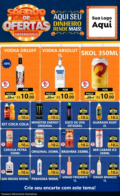 Modelo de Encarte para Encarte Grande com o tema Sábado de Ofertas Imperdíveis para Distribuidora de bebidas