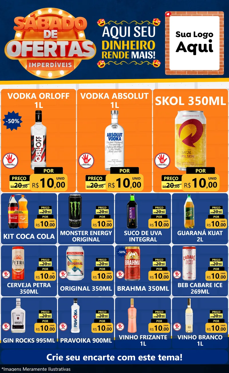 Modelo de Encarte para Encarte Grande com o tema Sábado de Ofertas Imperdíveis para Distribuidora de bebidas