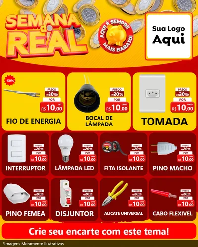 Modelo de Rede Social para Feed Instagram com o tema Semana do Real para Materiais Elétricos