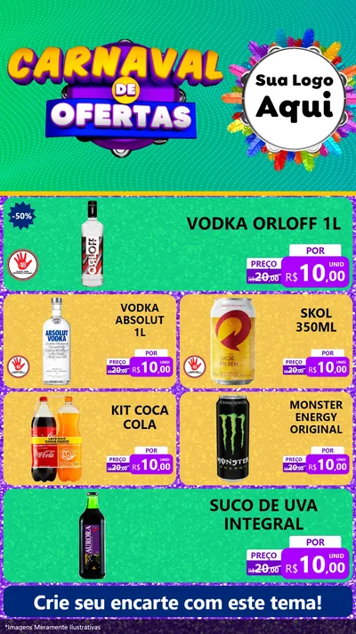 Modelo de TV para TV Vertical com o tema Carnaval de Ofertas para Distribuidora de bebidas