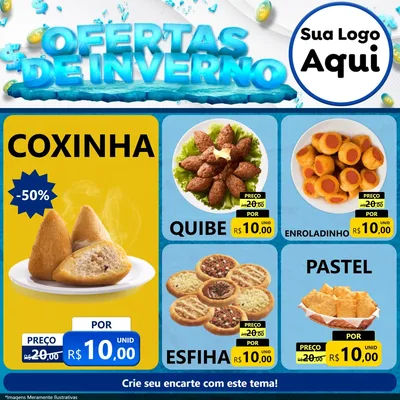 Modelo de Rede Social para Feed Facebook com o tema Ofertas de Inverno para Salgadaria