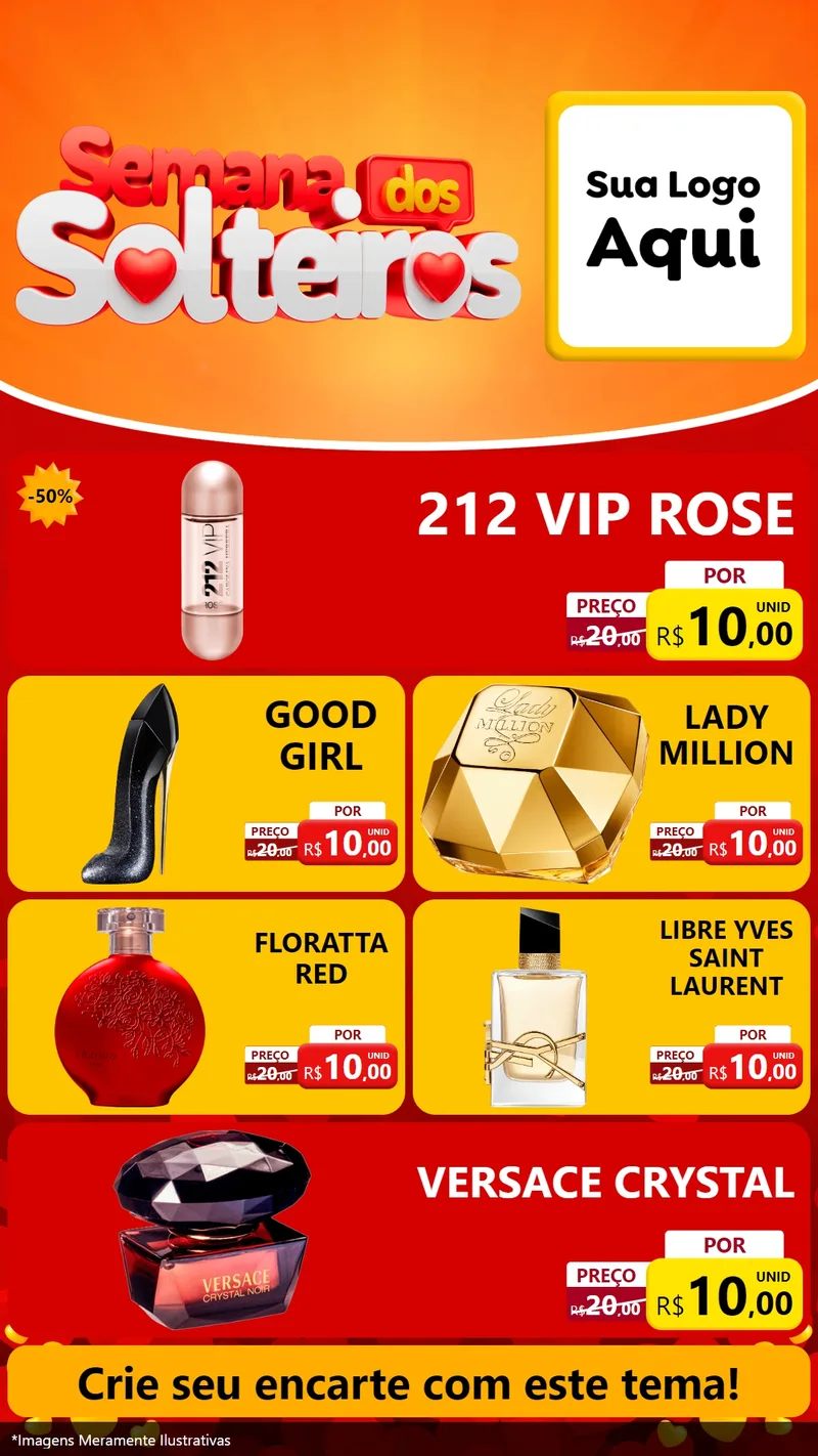 Modelo de TV para TV Vertical com o tema Semana dos Solteiros para Perfumes
