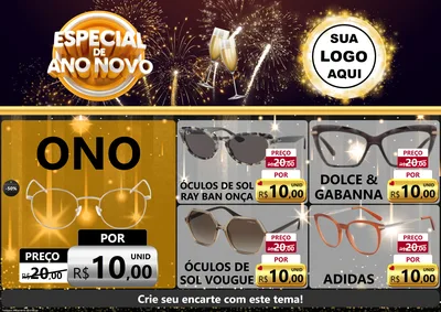 Modelo de Encarte para Encarte A4 Horizontal com o tema Especial de Ano Novo para Óticas