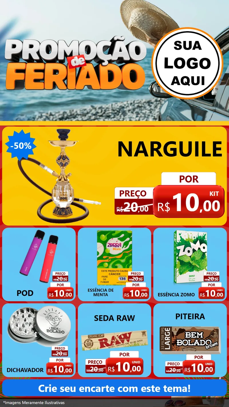 Modelo de Rede Social para Stories com o tema Promoção de Feriado para Tabacaria