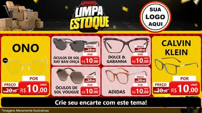 Modelo de TV para TV Horizontal com o tema Operação Limpa Estoque para Óticas