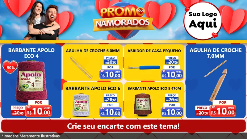 Modelo de TV para TV Horizontal com o tema Promo dos Namorados para Armarinho e Aviamentos