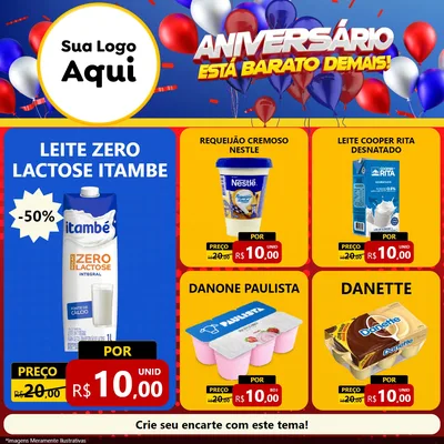 Modelo de Rede Social para Feed Facebook com o tema Aniversário para Frios e Laticínios
