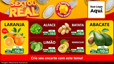 Modelo de TV para TV Horizontal com o tema Sextou do Real para Hortifrúti