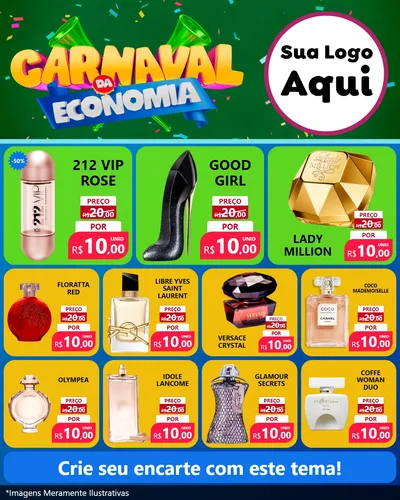 Modelo de Rede Social para Feed Instagram com o tema Carnaval da Economia para Perfumes