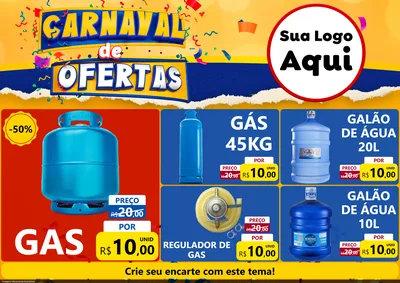 Modelo de Encarte para Encarte A4 Horizontal com o tema Carnaval de Ofertas para Água e gás