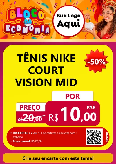 Modelo de Cartaz para Cartaz A4 Vertical com o tema Bloco da Economia para Calçados