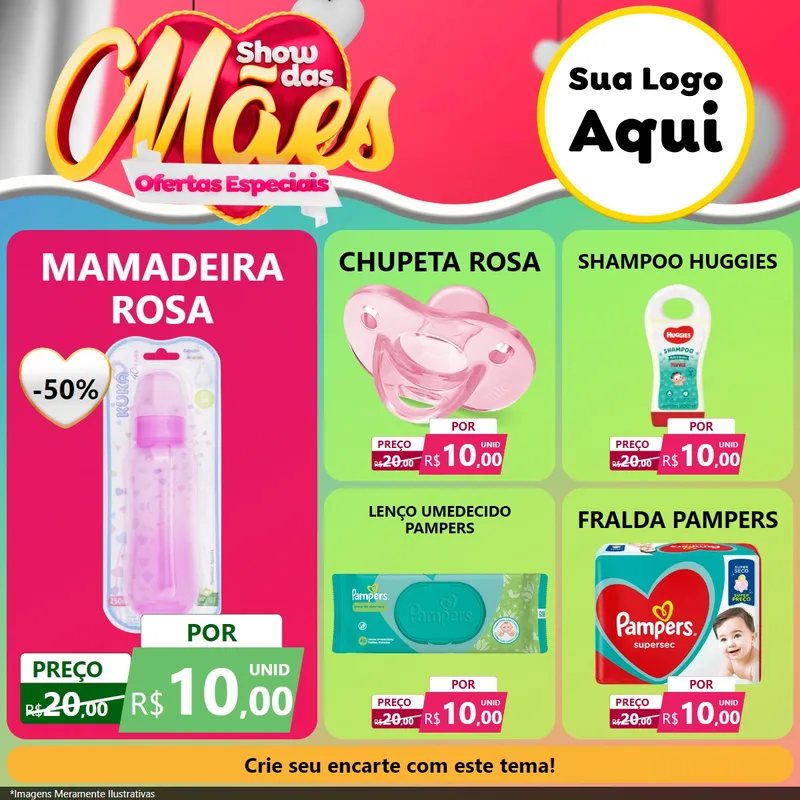 Modelo de Rede Social para Feed Facebook com o tema Show das Mães - Ofertas Especiais para Bebês