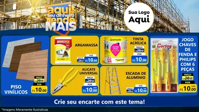 Modelo de TV para TV Horizontal com o tema Aqui Seu Dinheiro Rende Mais para Material para Construção