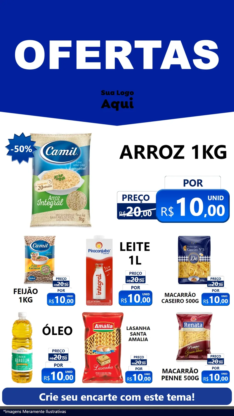 Modelo de Rede Social para Stories com o tema Ofertas Azul Cartaz para Supermercado